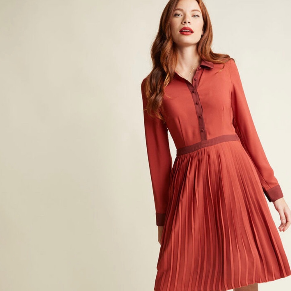Final!!RARE ModCloth Just My Typist dress in brick